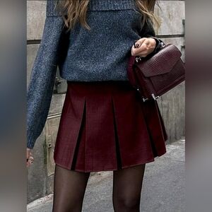 Pariaura Burgundy Pleated Skirt, NEW SIZE M COLOR BURGUNDY